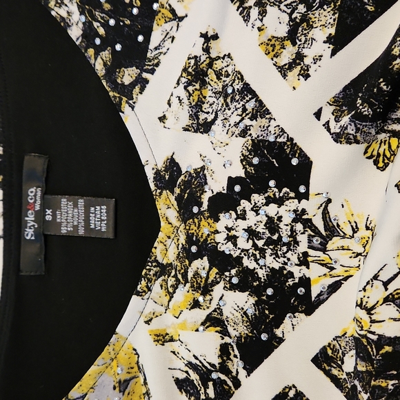 Style&Co Woman 3/4 Sleeve Silver Beaded v-neckline Knit Tunic Top 3X W-545 - Picture 3 of 7